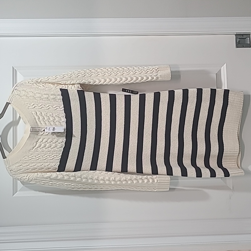Express Navy and Cream Striped Sweater Dress